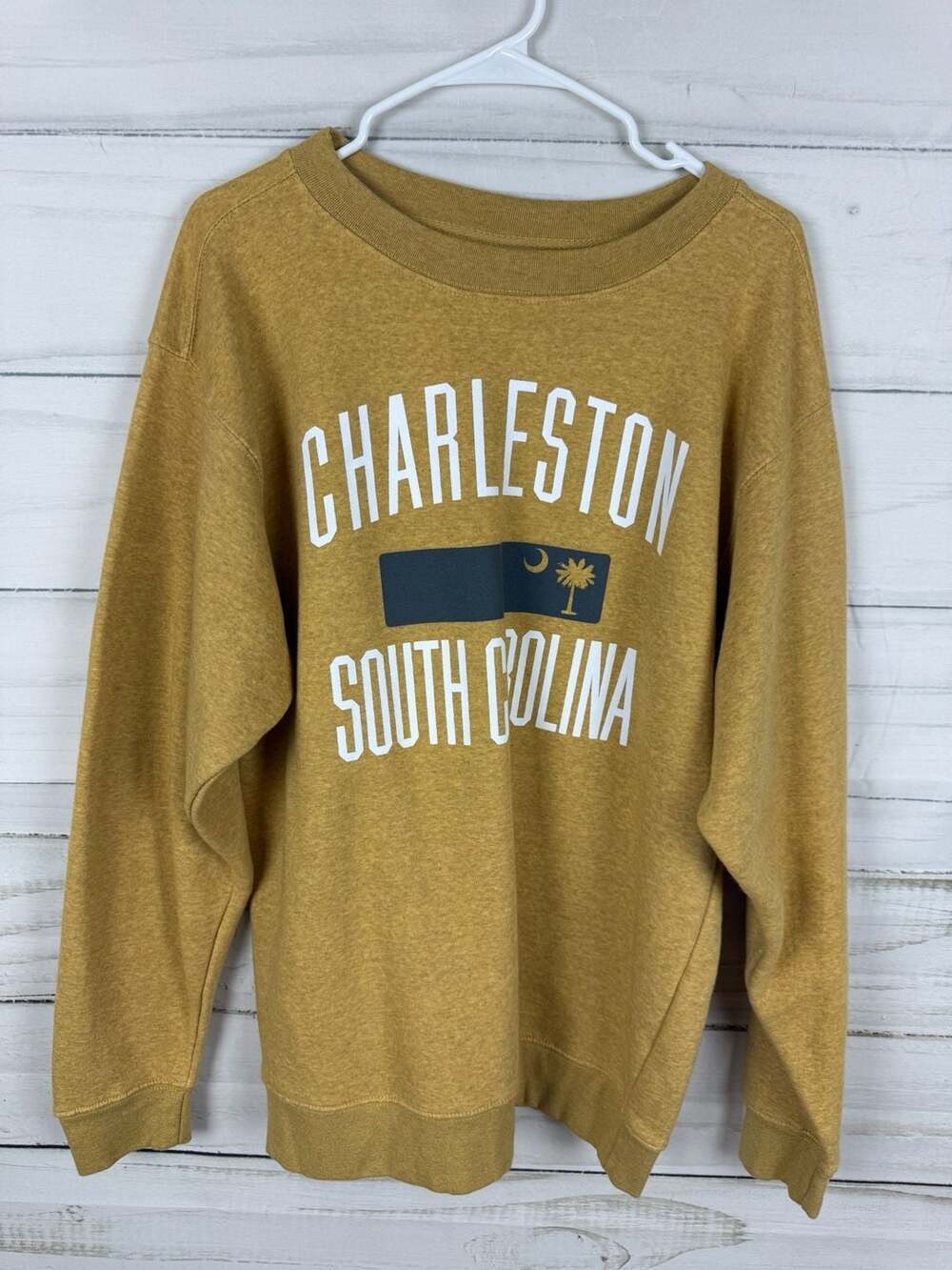 Outfitter Trading Co. Charleston South Carolina Mustard Yellow Crewneck Sweatshi